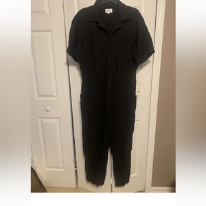 Mate The Label Women’s - 100%Linen Short Sleeve Jumpsuit - Size XL - Black
